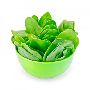 Spinach in a green bowl