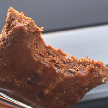 Bite Out of a Primal Protein Bar Showing Texture