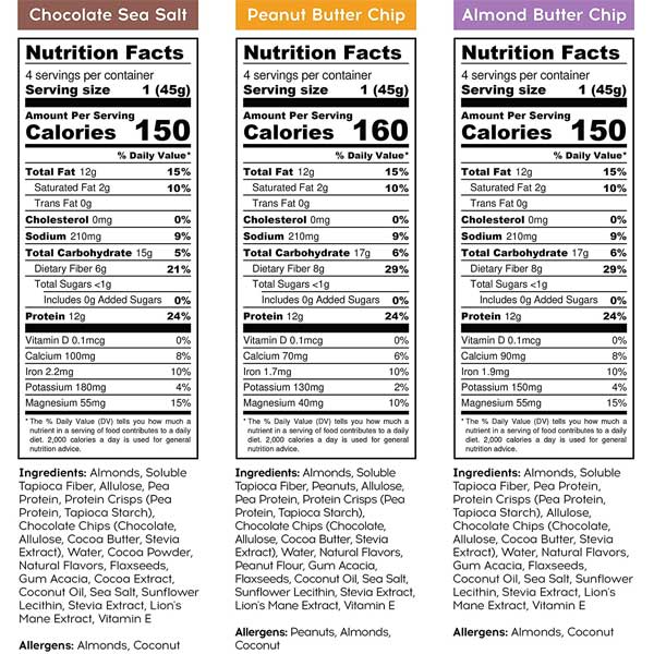 IQBar Nutrition Labels