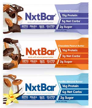 NxtBar Variety Pack with 3 Flavors of Bars: Vanilla Almond Butter, Chocolate Coconut and Chocolate Peanut Butter